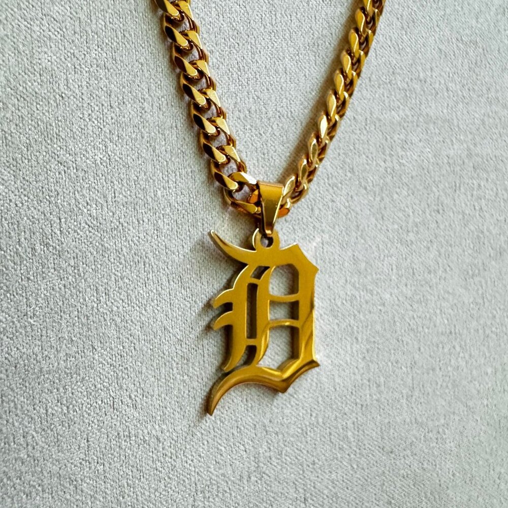 Detroit Tigers Necklace - Detroit D - 3mm Rope - 22" Gold Chain - MLB - Baseball